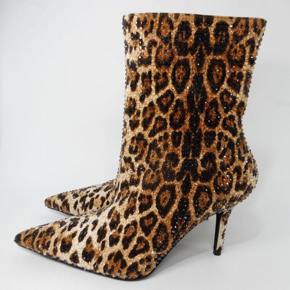 AZALEA WANG Chaundra Stiletto Bootie Size 7.5 Cheetah Animal Embellished NEW - Picture 9 of 17